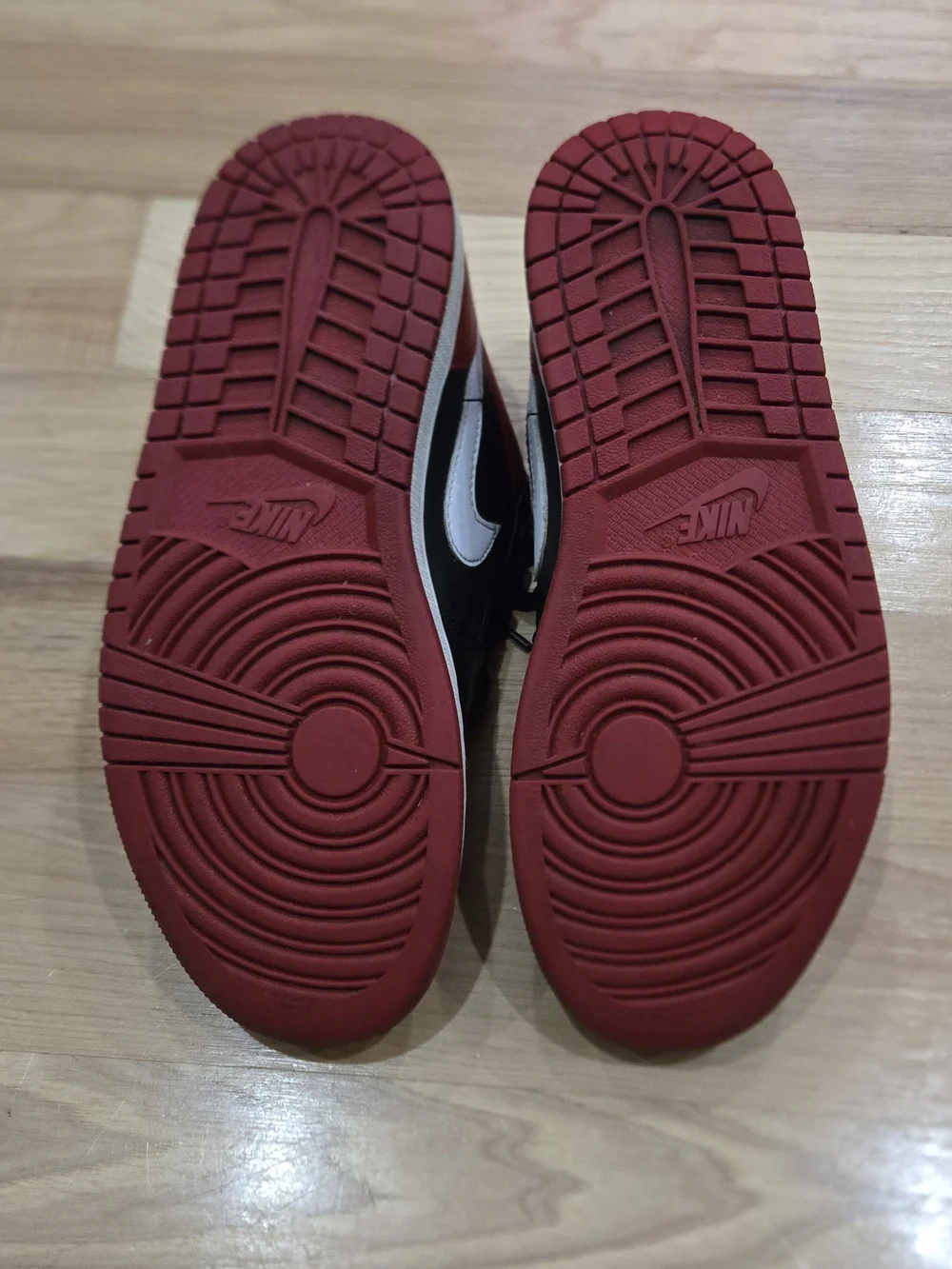 Nike Jordan 1 Low Black Red White Sneakers with White Swoosh